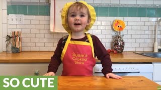 2yearold makes fast amp easy chocolate cake [upl. by Ulu]