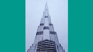 How to draw Burj khalifa step by step so easy [upl. by Nonaihr]