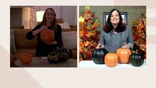 Set of 2 Illuminated Starry Night Glass Pumpkins by Valerie on QVC [upl. by Yhotmit]