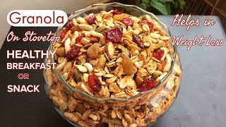 Healthy Granola recipe on Stovetop for Weight Loss  Healthy Breakfast  Little Things To Share [upl. by Nnylaj]