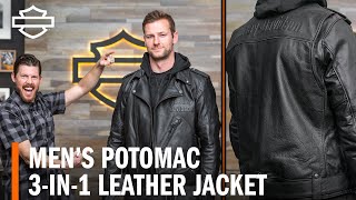 HarleyDavidson Mens Potomac 3in1 Leather Motorcycle Jacket Overview [upl. by Fonville]