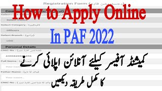 Join Pakistan Air Force PAF Online Registration 2022  PAF Jobs 2022 Online Apply [upl. by Nosneh]