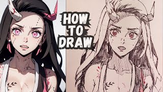 How to draw Nezuko Kamado Full Body out of Stick Man  Easy Step by Step  Demon Slayer [upl. by Obnukotalo501]