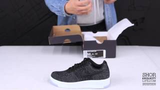 Womens Nike Air Force 1 Low Flyknit Ultra Dark Grey  Black Unboxing Video at Exclucity [upl. by Lesoj]