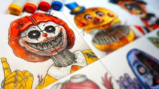 Drawing McDonalds Characters as SCARY FNAF MONSTERS 🤡 Five Nights at Freddys [upl. by Ellehcin536]