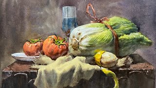 Watercolor still life painting demonstration [upl. by Karlie]