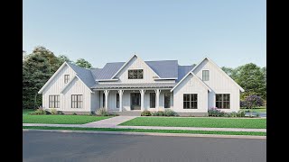 MODERN FARMHOUSE PLAN 04100222 WITH INTERIOR [upl. by Retsim]