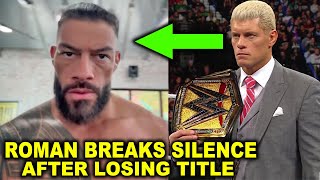 Roman Reigns Breaks Silence After Losing Title to Cody Rhodes at WWE WrestleMania 40 amp Did He Retire [upl. by Aneekan]