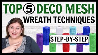 TOP 5 Deco Mesh WREATH TECHNIQUES using 6 inch DOLLAR TREE Deco Mesh [upl. by Reizarf522]