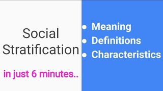 Social StratificationIts meaning definitions amp characteristicsSociology [upl. by Ty638]