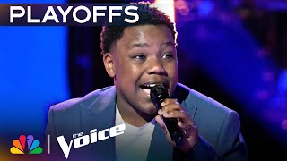 14YearOld Jaukeem Fortsons Powerful Performance of quotMan in the Mirrorquot  The Voice Playoffs [upl. by Nek40]