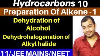 Hydrocarbons 10  Preparation of Alkenes 1  Dehydration Of Alcohols and From Alkyl Halide JEENEET [upl. by Calandria]