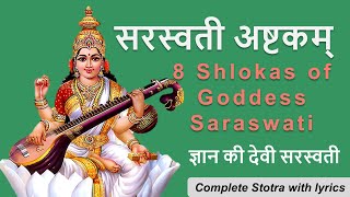 Saraswati Ashtakam  सरस्वती अष्टकम्  with lyrics [upl. by Artimed]