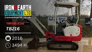 2016 Takeuchi TB216 17 Tonne Excavator [upl. by Keeler107]