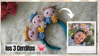 PASO A PASO diadema AMIGURUMI de los 3 CERDITOS ¡super FACIL [upl. by Sane599]