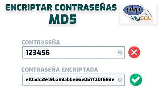 ✅ Como ENCRIPTAR CONTRASEÑAS con MD5 en PHP y MYSQL 🔐 PROTEGE TUS CONTRASEÑAS [upl. by Lynna]