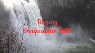 Rainbow and Amazing View of Snoqualmie Falls in December After Heavy Rain and Snow Melt [upl. by Slorac645]