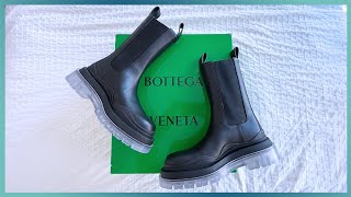 Bottega Veneta BV tire boots 👢unboxing  review  tryon are these worth the splurge [upl. by Drarig]