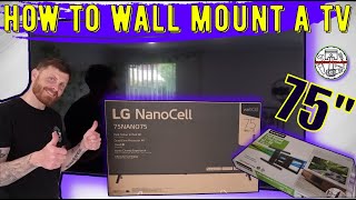 How To Wall Mount A TV  LG 75quot 4K  Full Motion Mount [upl. by Iturhs]