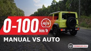 2019 Suzuki Jimny 0100kmh amp engine sound manual vs auto [upl. by Lolande]