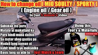 How to change oil Mio SoultySporty  Engine oil amp gear oil [upl. by Howe]