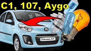 Citroen C1 Headlight Bulb Change  NO Headlight Removal  ALL Bulbs [upl. by Clary]