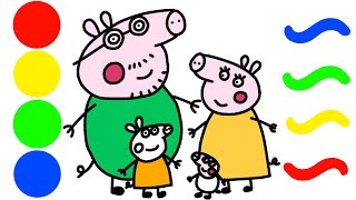 How to Draw Peppa Pig Family  Easy Drawing  Step by Step  Drawing for Beginner  Learn to Draw [upl. by Amero]