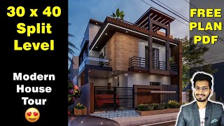 30X40 Split Level House Design  Modern VILLA of 135 Gaj with Beautiful Interior design DV Studio [upl. by Ainar293]