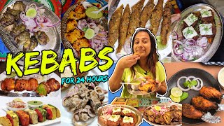 I only ate quotKEBABquot 🍗🍖🍢for 24 Hours Challenge  Galouti Paneer Fish Kebab amp more  Food Challenge [upl. by Dnomar]