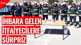 Okula yangın ihbarına gelen itfaiyecilere pastalı sürpriz [upl. by Nitreb]