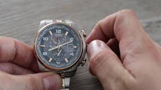 How to SET the time on Citizen EcoDrive Calibre H820 SETTING instructions H820S087228 [upl. by Atnuahsal]