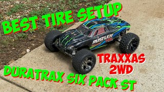 Best Tire Setup for Traxxas 2wd Cars Rustler 2wd with Duratrax Six Pack ST [upl. by Saimerej]