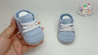 ZAPATITOS A CROCHET PARA NIÑO O NIÑA FÁCIL Y RAPIDO PASO A PASO  TEJIDO FACIL  TODAS LAS TALLAS [upl. by Etnomaj428]