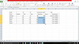 calcul moyennes avec coefficients avec excel [upl. by Rachael]