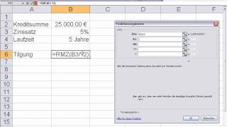 Excel Annuität bei einem Kredit berechnen [upl. by Harlow]