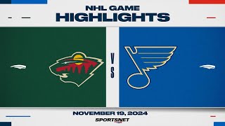 NHL Highlights  Wild vs Blues  November 19 2024 [upl. by Einhpets]