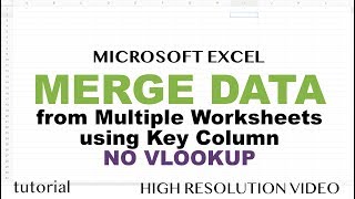 Excel  Merge Data from Multiple Sheets Based on Key Column [upl. by Nuaj]