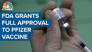 Pfizer names covid vaccine Comirnaty as FDA grants full approval [upl. by Yardna]