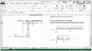 Regne ut standardavvik i excel ved regning [upl. by Fellows]