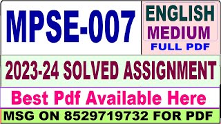 mpse 007 solved assignment 202324  mpse 007 solved assignment 2024 in english  ignou mpse007 [upl. by Enneyehs]