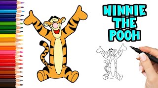 How to Draw Tigger Easy  Winnie the Pooh [upl. by Dyal]