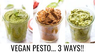 BEST VEGAN PESTO RECIPES  3 different flavors [upl. by Jermain174]