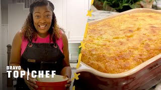 Tiffany Derry Shares Her “Amazing Recipe” for Spoonbread  Top Chef 365 [upl. by Ailem205]