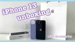 🍎 iphone 13 midnight unboxing  accessories  아이폰 13 미드나이트 언박싱  액세서리 🍎 [upl. by Fleda]