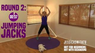 HIIT for Beginners Kickboxing Interval Training Cardio Fat Burning Workout [upl. by Elena]