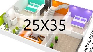 25X35 House plan 3d view by nikshail [upl. by Eelarat]