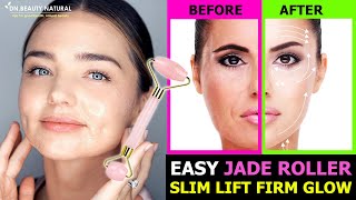 💗 Easy Jade Roller Facial Massage  Slim face Reduce Wrinkles Glowing Skin Facelift AntiAging [upl. by Dweck]