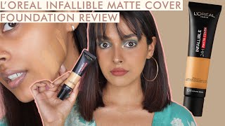 NEW LOreal Infallible 24H Matte Cover Foundation  Review 108 Caramel Beige [upl. by Strander215]