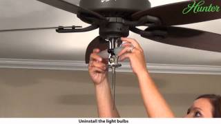 How to Remove a Light Kit from Your Hunter Ceiling Fan  5xxxx Series Model Fans [upl. by Walworth672]