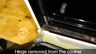 How to change an oven door hinge on a cooker Indesit K341G [upl. by Sayles445]